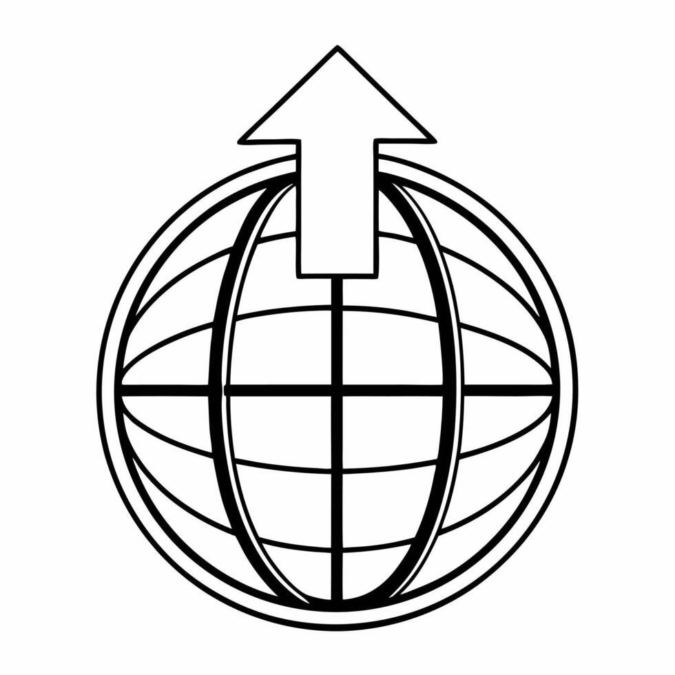 Flat Globe and Arrow Icon concept as A illustration of a globe with an upward arrow representing global growth and progress in ESG business Isolated on a white background s Square Square vector