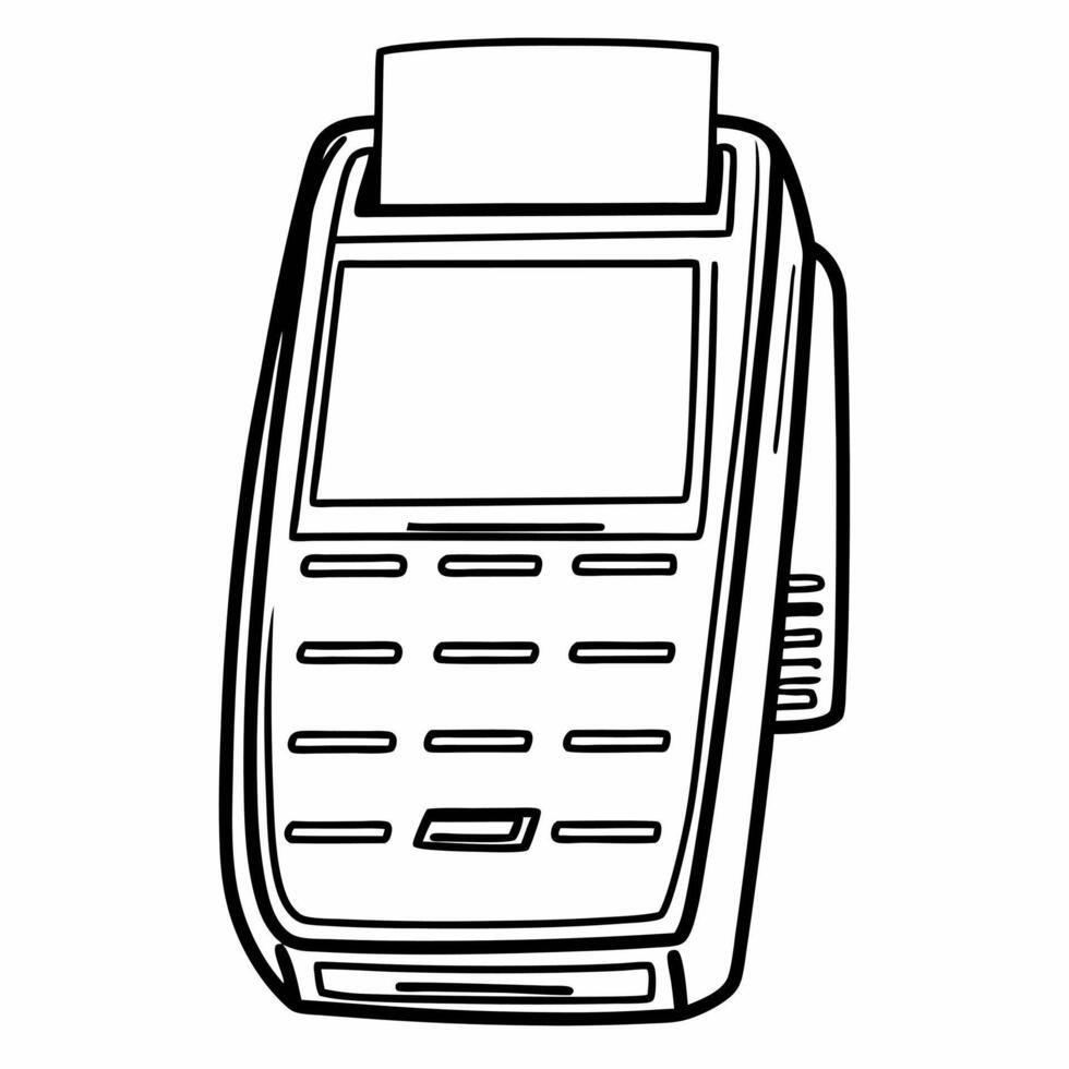 Flat Glossy Credit Card Terminal concept as A glossy credit card terminal sits on a plain white countertop leaving ample copy space to the left The camera captures a straight on m Square Square vector