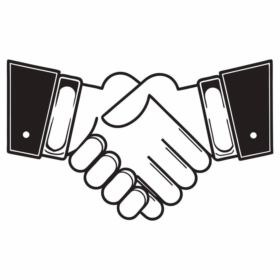 Flat Glossy Hands Shaking with Copy Space concept as Two glossy hands shaking set against a plain white background leaving significant copy space to the left The camera captures a Square Square vector