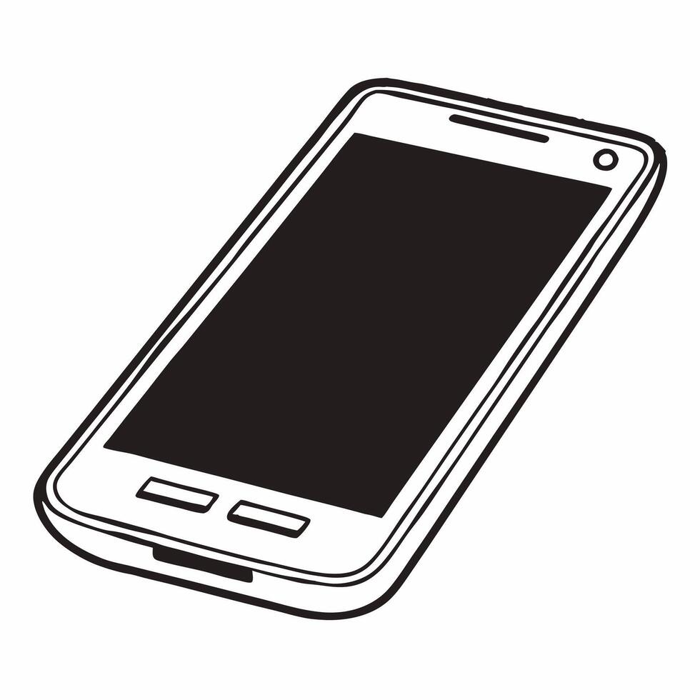 Flat Glossy Mobile Phone with Copy Space concept as A glossy mobile phone with a blank screen lies on a plain white surface with ample copy space around The camera captures a top Square Square vector