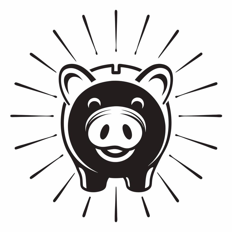 Flat Glossy Piggy Bank with Copy Space concept as A glossy piggy bank sits on a plain white background leaving ample copy space above The camera captures a low angle close up high Square Square vector