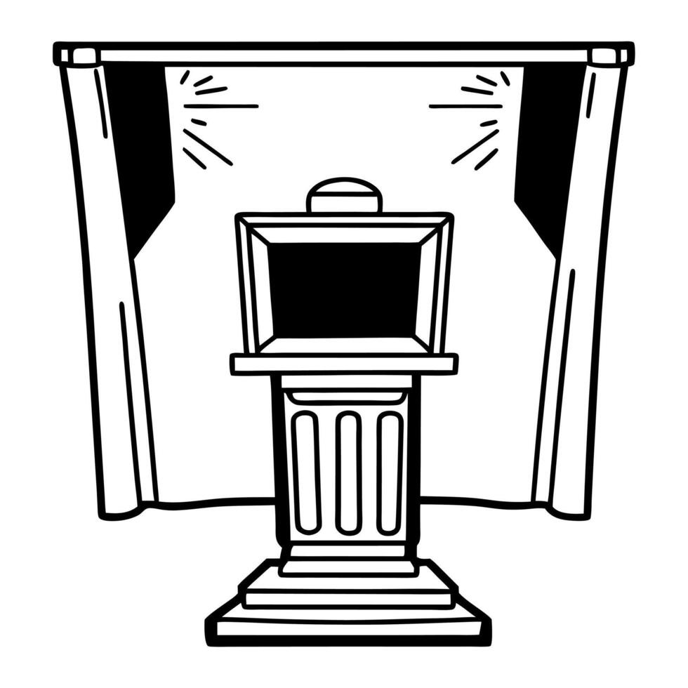 Flat Glossy podium with spotlight concept as Close up of a glossy debate podium illuminated by a single spotlight Camera slowly pans up the podium Large copy space on dark backgr Square Square vector