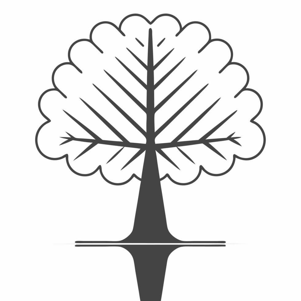 Flat Glossy white tree silhouette concept as Wide shot of a glossy white tree silhouette on a reflective surface Camera slowly pans up the tree emphasizing growth and strength Wh Square Square vector