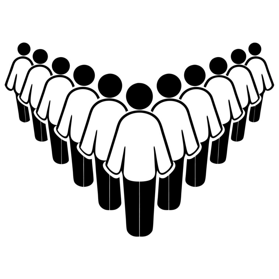 Flat Gravity defying voter queue concept as Close up of a line of stylized human figures floating in a queue formation Camera moves along the line against a white backdrop represe Square Square vector