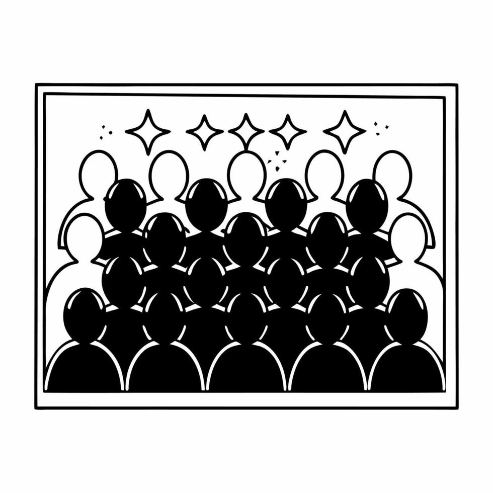 Flat Holographic campaign rally crowd concept as Medium shot of a holographic crowd at a campaign rally with enthusiasm meters floating above Camera moves through the crowd highli Square Set 2 Square vector