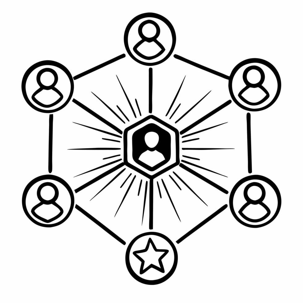 Flat Holographic corporate responsibility web concept as Close up of a holographic web connecting various corporate responsibility initiatives each represented by a glowing icon T Square Square vector