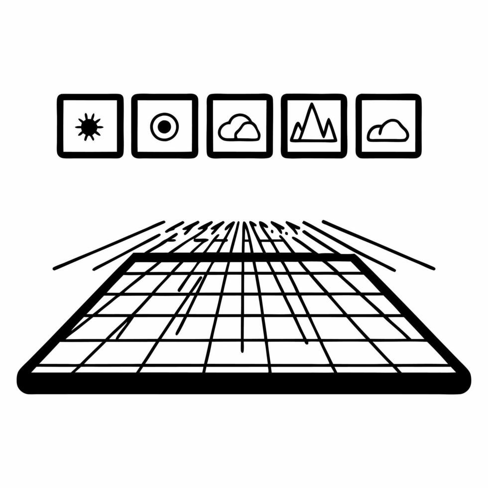 Flat Holographic data streams forming green landscape concept as Tracking shot following holographic data streams that flow and merge to create a lush green landscape Glowing icon Square Square vector