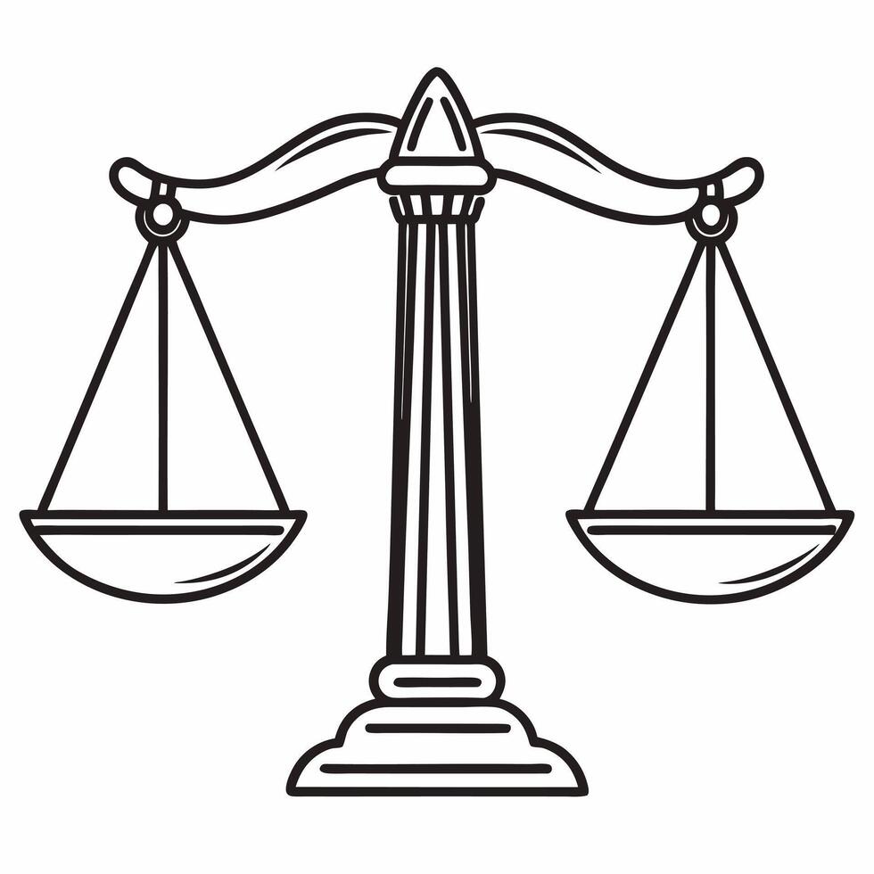 Flat Holographic policy scales balancing issues concept as Wide shot of holographic scales balancing various policy issues represented by glowing icons Camera slowly zooms out to Square Square vector