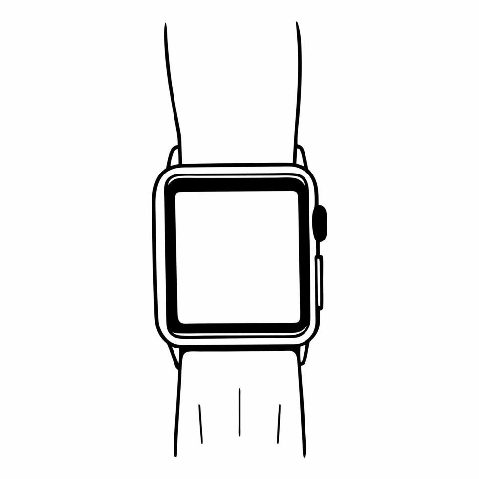 Flat Holographic smartwatch with pulsating heart rate concept as Close up pan of a holographic smartwatch on a white wrist A holographic heart rate monitor pulses above the watch Square Square vector