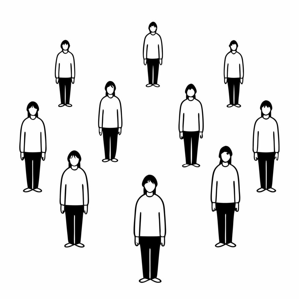 Flat Impromptu mindfulness flash mob concept as Wide shot of a mindfulness flash mob forming in a public space Camera follows the spread of stillness through the crowd Shows crea Square Square vector