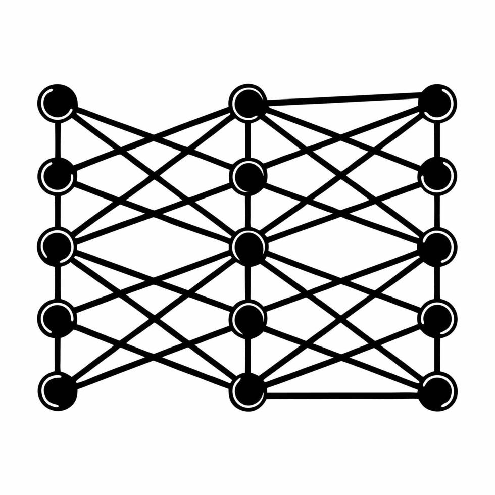 Flat Integrity enhanced prediction neural network concept as Wide shot of a neural network representing election predictions with nodes glowing to indicate integrity enhancements Square Square vector