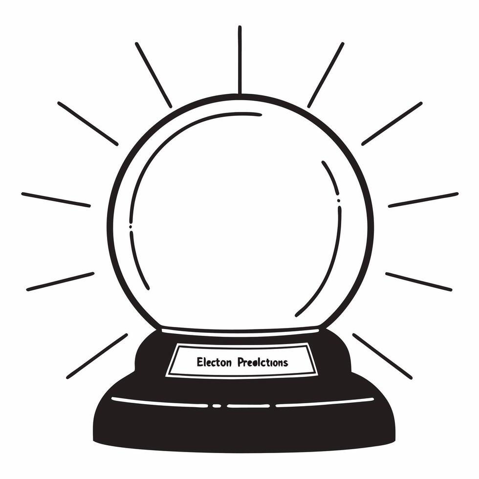 Flat Integrity secured prediction crystal ball concept as Close up of a holographic crystal ball showing election predictions encased in an integrity securing framework Camera slo Square Square vector