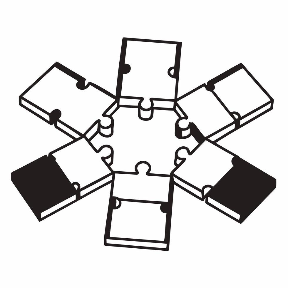 Flat Jigsaw map of voting districts concept as illustration of a jigsaw puzzle forming a map of voting districts or constituencies Some pieces are separated to show redistr Square Square vector