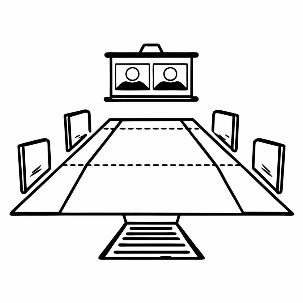 Flat Levitating conference table with holographic displays concept as Tracking shot of a floating conference table with holographic displays showing ESG data and metrics Camera mo Square Square vector