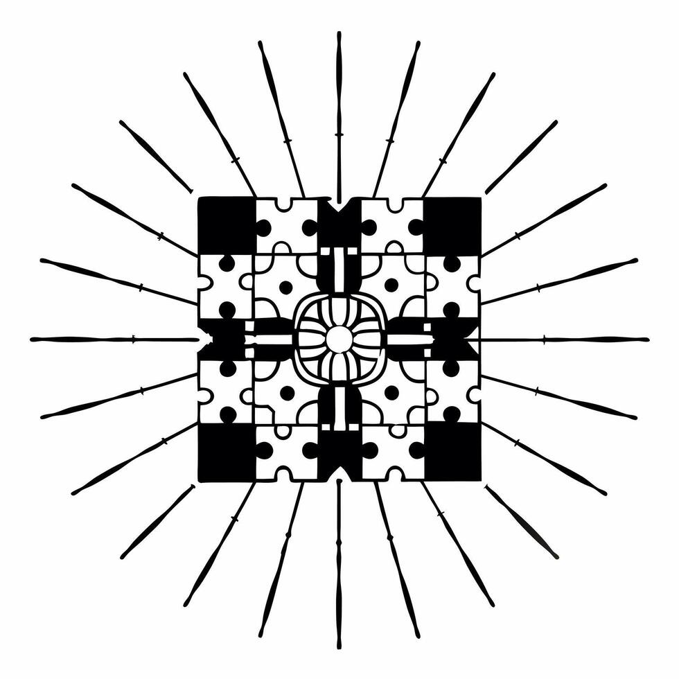 Flat Levitating handshake formed by puzzle pieces concept as Wide shot of two hands forming a handshake composed of interlocking puzzle pieces floating in space Camera zooms in to Square Square vector