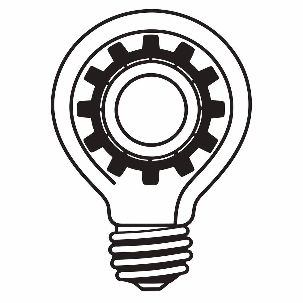 Flat Lightbulb and Gear Icon concept as A graphic combining a lightbulb and a gear symbolizing innovative solutions in ESG discussions Isolated on a white background suitab Square Square vector