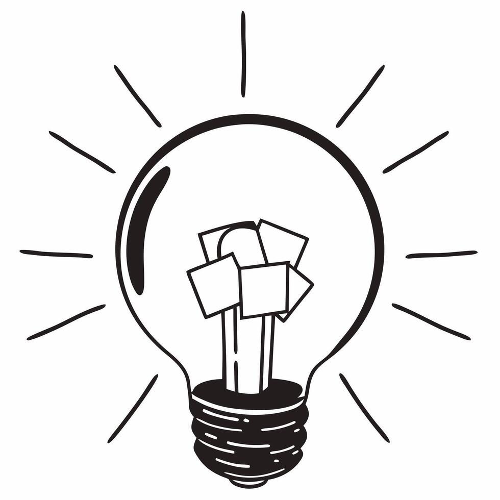 Flat Lightbulb filled with ballot papers concept as illustration of a glowing lightbulb filled with miniature ballot papers representing ideas and informed voting Light ray Square Square vector
