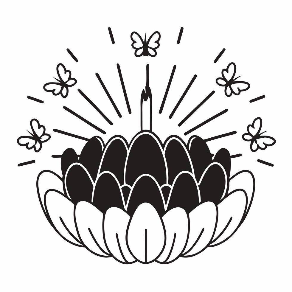 Flat Loy Krathong with Glowing Butterflies on a Glossy River concept as Capture Loy Krathong floating on a glossy river surrounded by glowing butterflies The design provides copy Square Set 3 Square vector