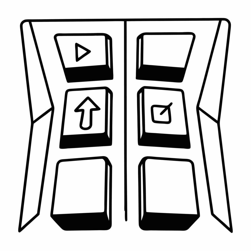 Flat Macro of Futuristic Keyboard Keys concept as A close up image of futuristic keyboard keys with symbols for buying and revenue The camera pans over the keys to highlight the i Square Square vector