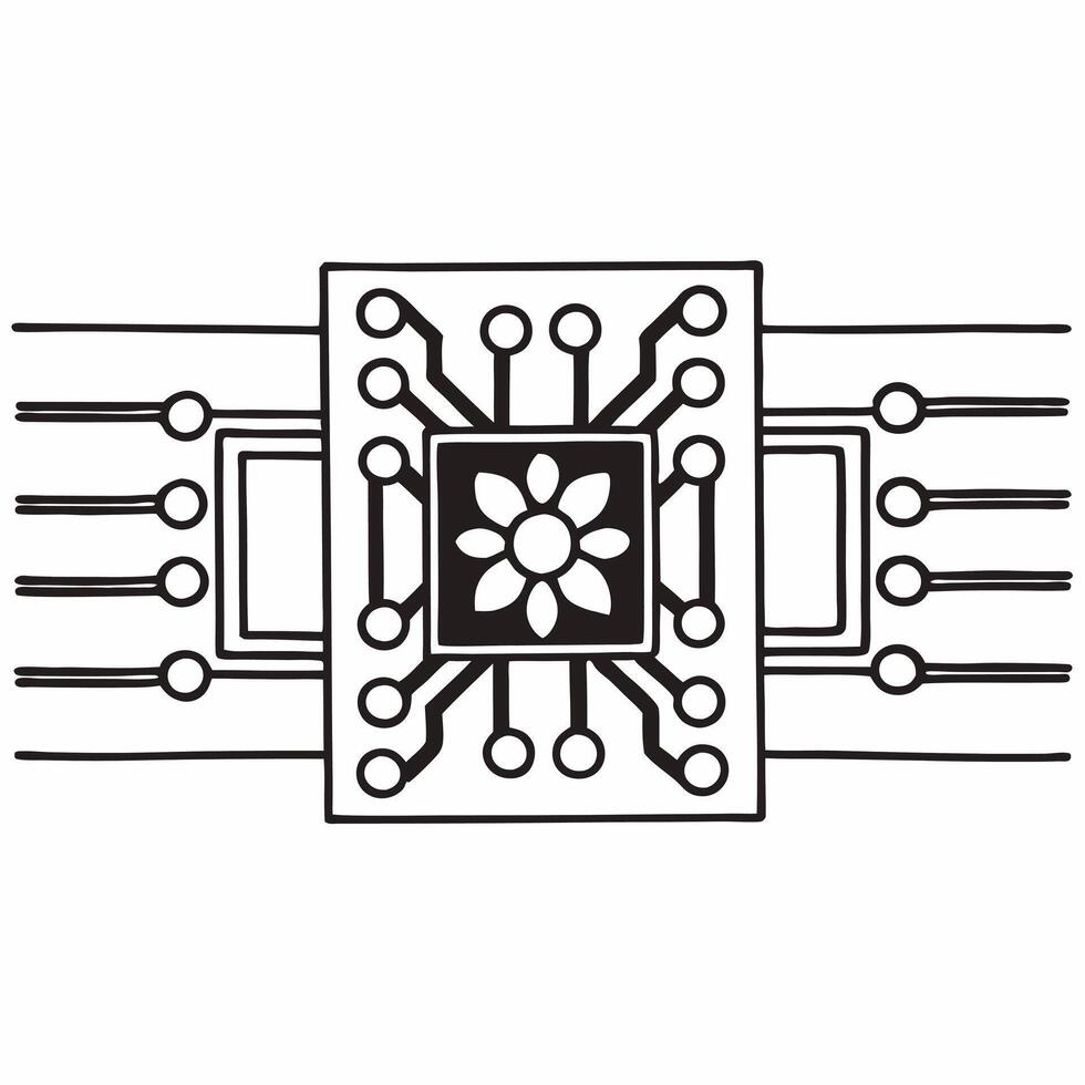 Flat Macro of Hands Connecting Digital Circuits concept as A close up image of hands connecting two ends of a digital circuit with green energy symbols The camera focuses on the c Square Square vector