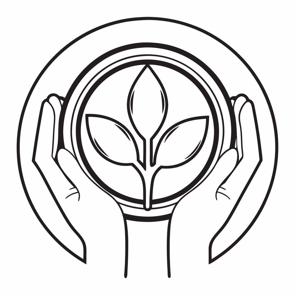 Flat Macro of Hands Holding Sprouting Coin concept as A close up shot of hands holding a coin from which a small plant is sprouting The camera focuses on the plant symbolizing gro Square Square vector
