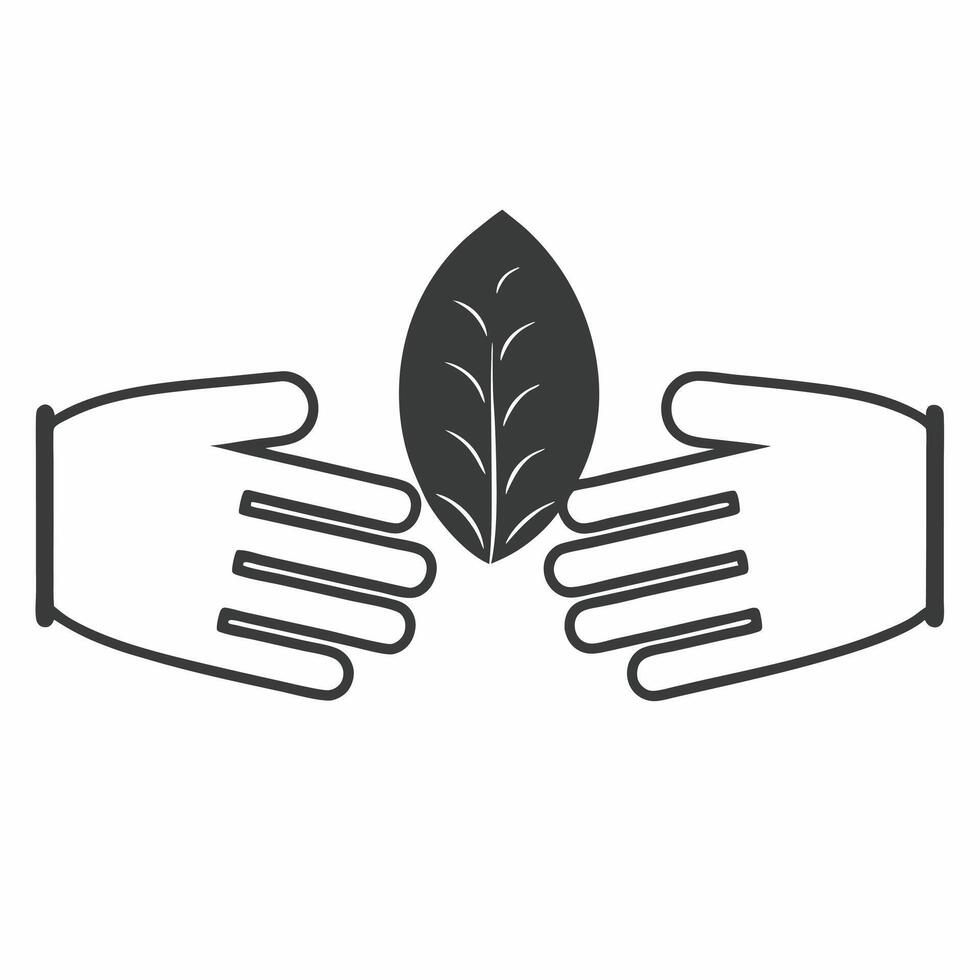 Flat Macro of Hands Passing a Leaf concept as A close up image of one hand passing a green leaf to another The camera focuses on the hands and leaf symbolizing the transfer of res Square Square vector