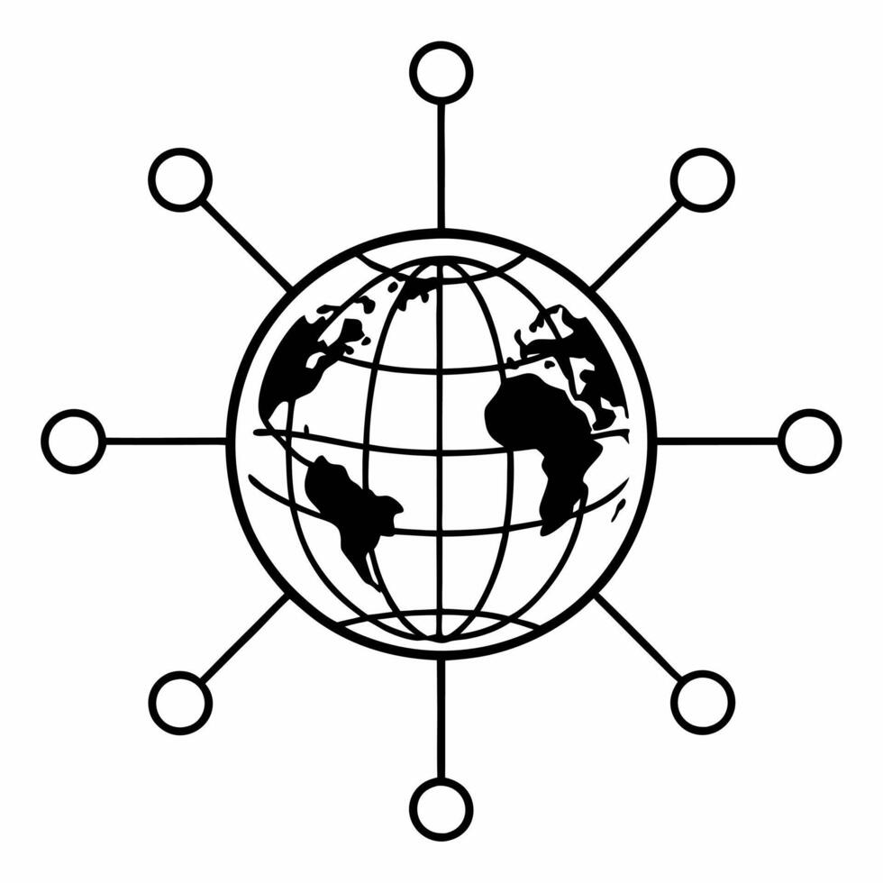 Flat Macro of Holographic Earth with Network Connections concept as A close up image of a holographic Earth with glowing network connections The camera focuses on the network line Square Square vector