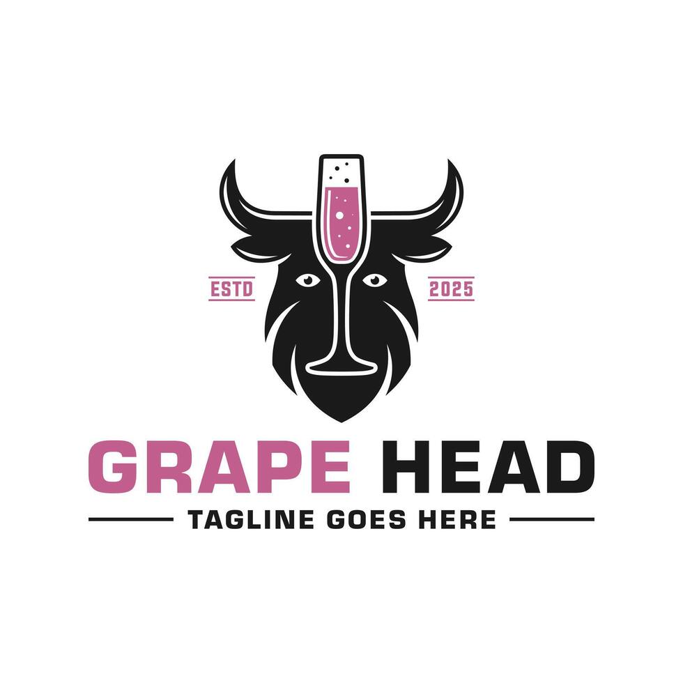 buffalo head wine logo vector