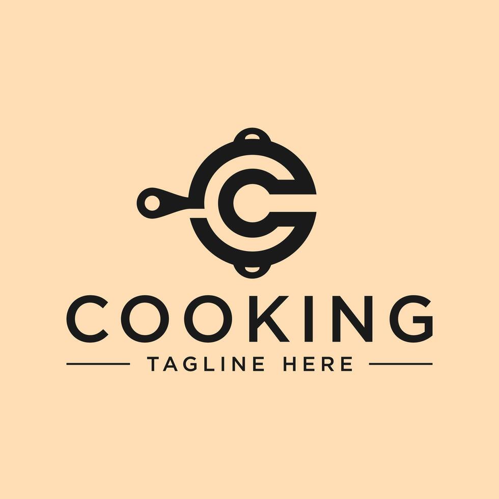 cooking tools industry logo design with letter C vector