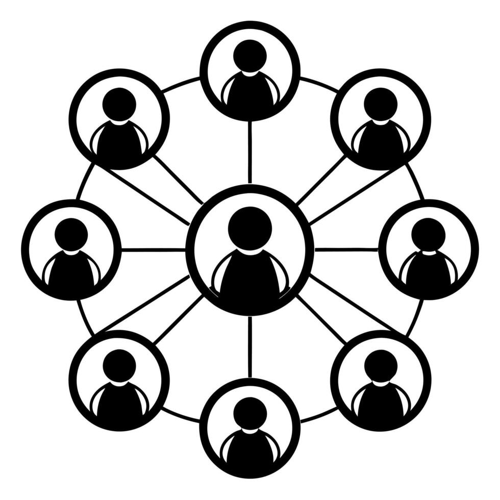 Flat Networking web of voters concept as illustration of a network web connecting diverse voter icons representing the interconnected nature of democracy Lines pulse with e Square Square vector