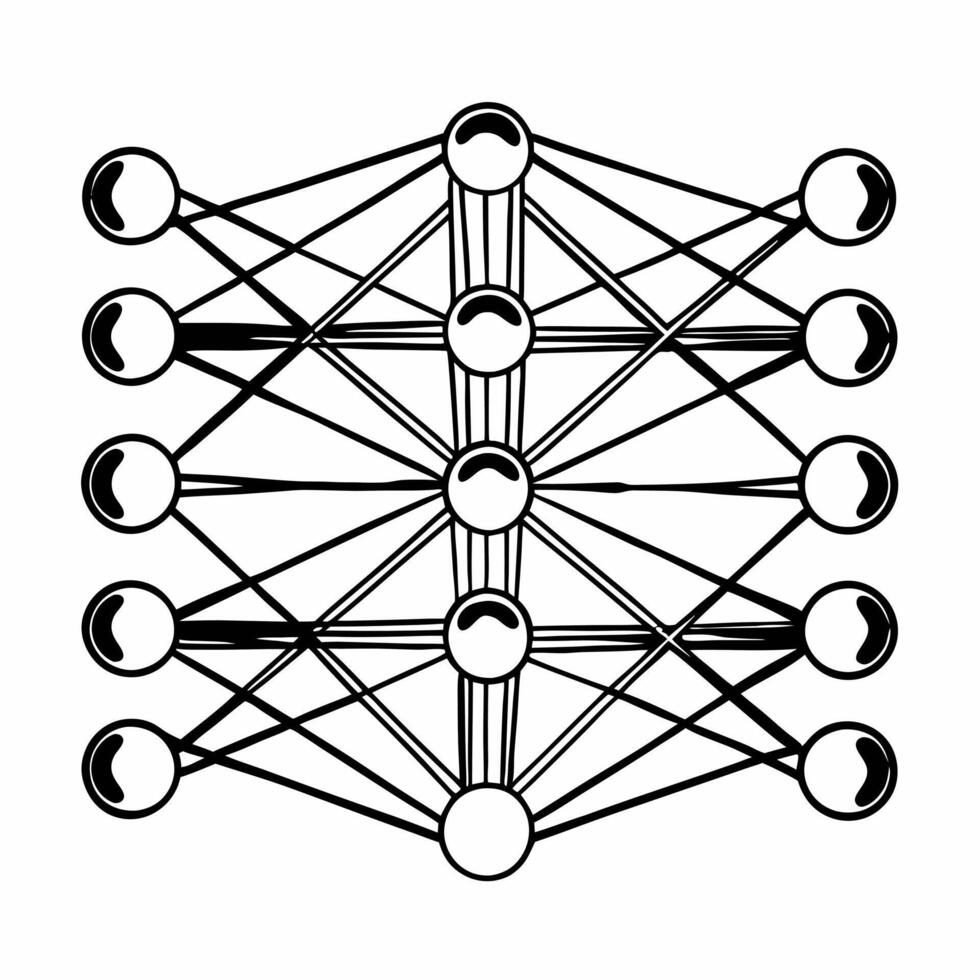 Flat Neural network poll analyzer concept as Macro view of an AI neural network processing poll data Camera moves through synapses showing real time data flow and analysis Isolat Square Square vector