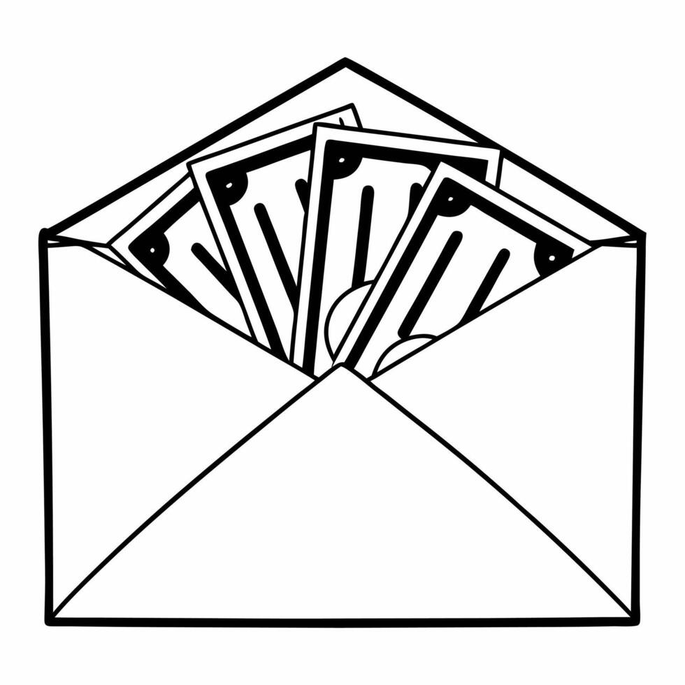 Flat Plain Envelope with Currency Inside concept as A plain envelope slightly open revealing currency inside placed on a glossy white background with significant copy space above Square Square vector