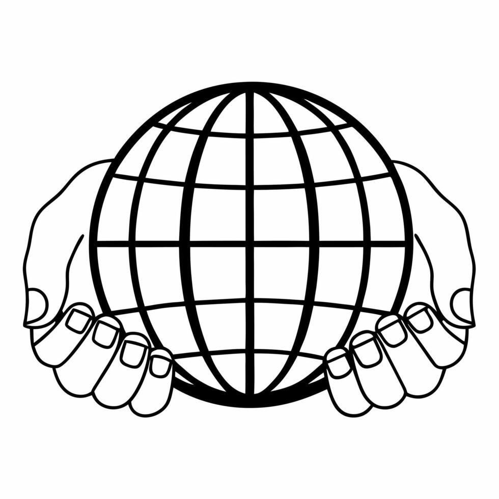Flat Plain Hands Holding Globe with Copy Space concept as Plain hands gently hold a globe against a glossy white background leaving ample copy space above The camera captures a cl Square Square vector