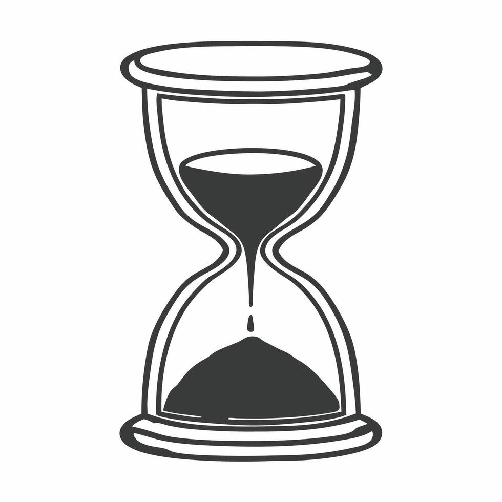 Flat Plain Hourglass with Copy Space concept as A plain hourglass stands on a glossy white surface with ample copy space above The camera captures a close up front view focusing o Square Square vector