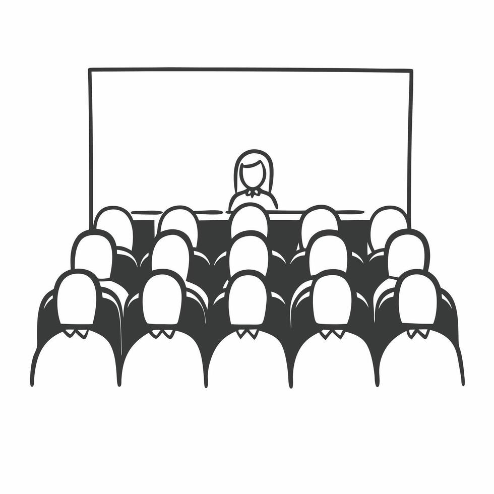 Flat Policy town hall engagement concept as Wide shot of a town hall meeting on a new policy focusing on engaged citizens asking questions Camera pans across the audience capturin Square Square vector