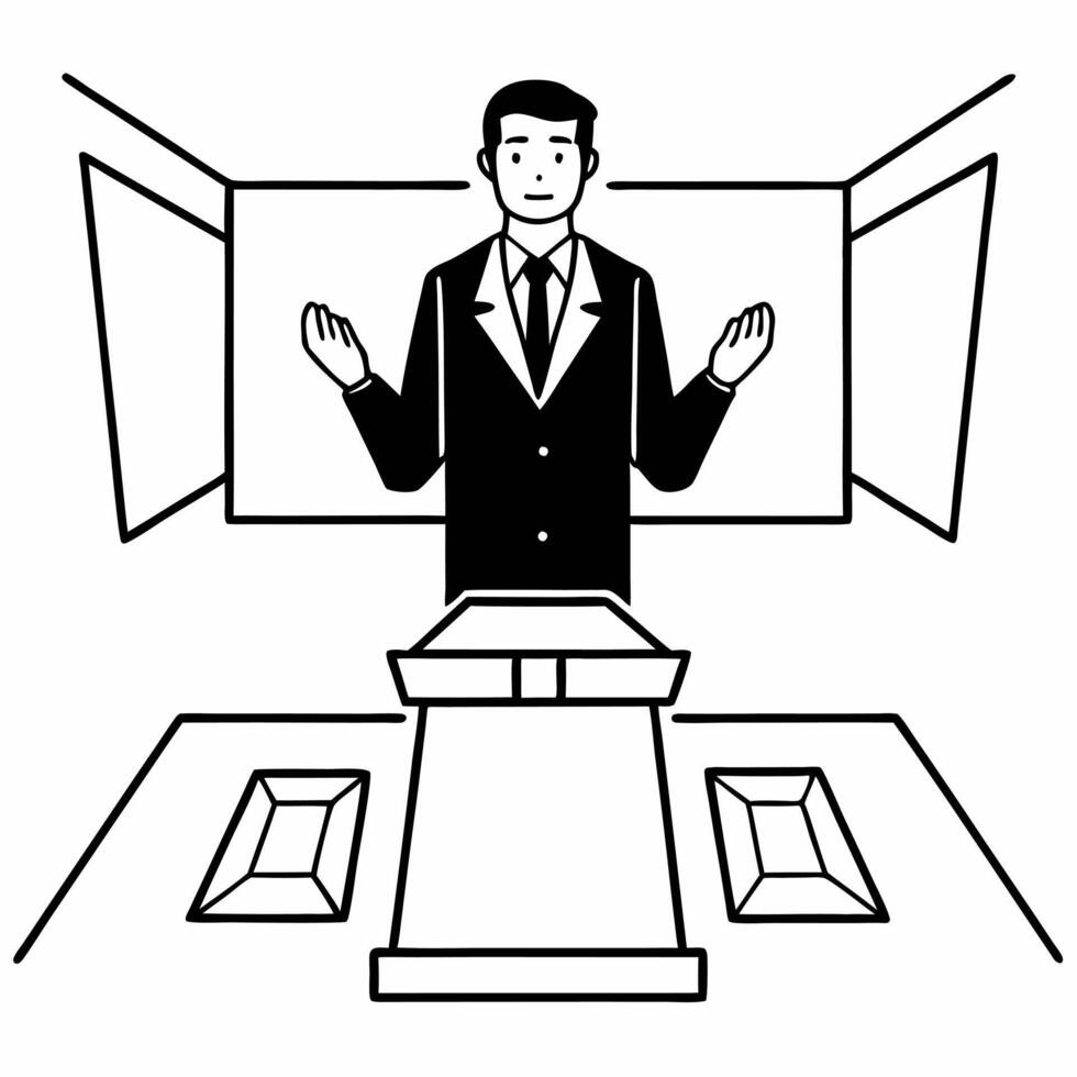 Flat Politician with policy impact holograms concept as Medium shot of a holographic politician gesturing to floating policy impact visualizations Camera follows the politicians m Square Set 2 Square vector