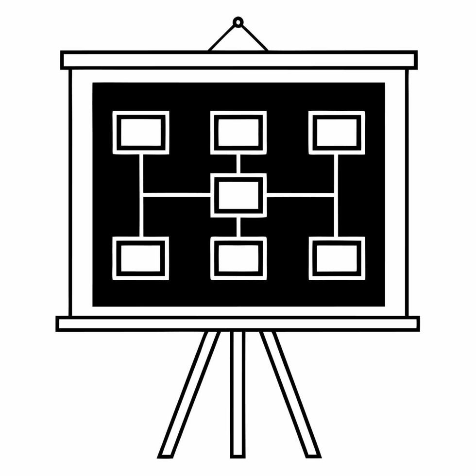 Flat Prediction algorithm flowchart podium concept as Medium shot of a podium displaying a flowchart representing a prediction algorithm for elections Camera follows the flow of d Square Square vector