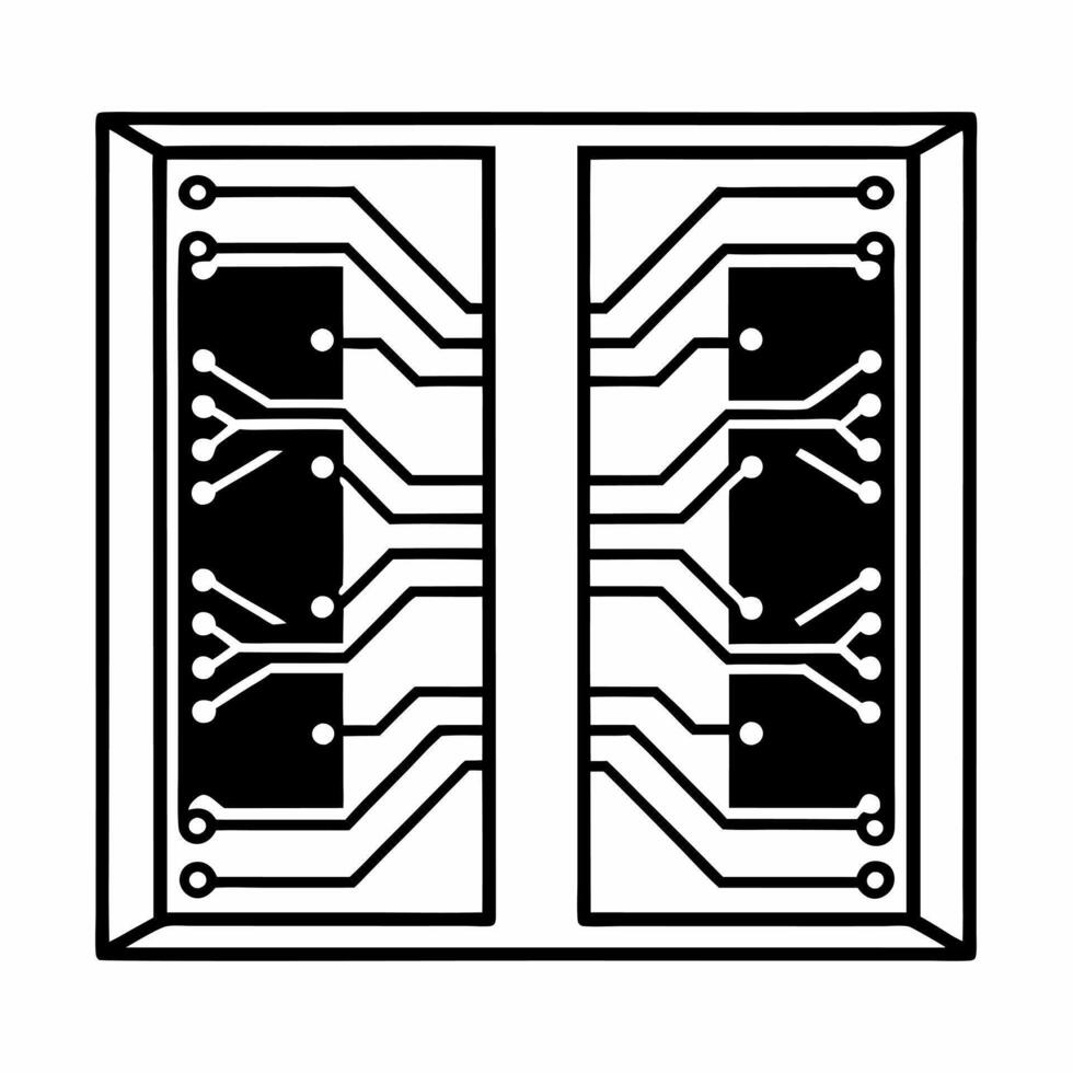 Flat Prediction algorithm circuit tiles concept as Minimalist circuit board pattern representing prediction algorithms Camera zooms in on intricate pathways highlighting data flow Square Square vector