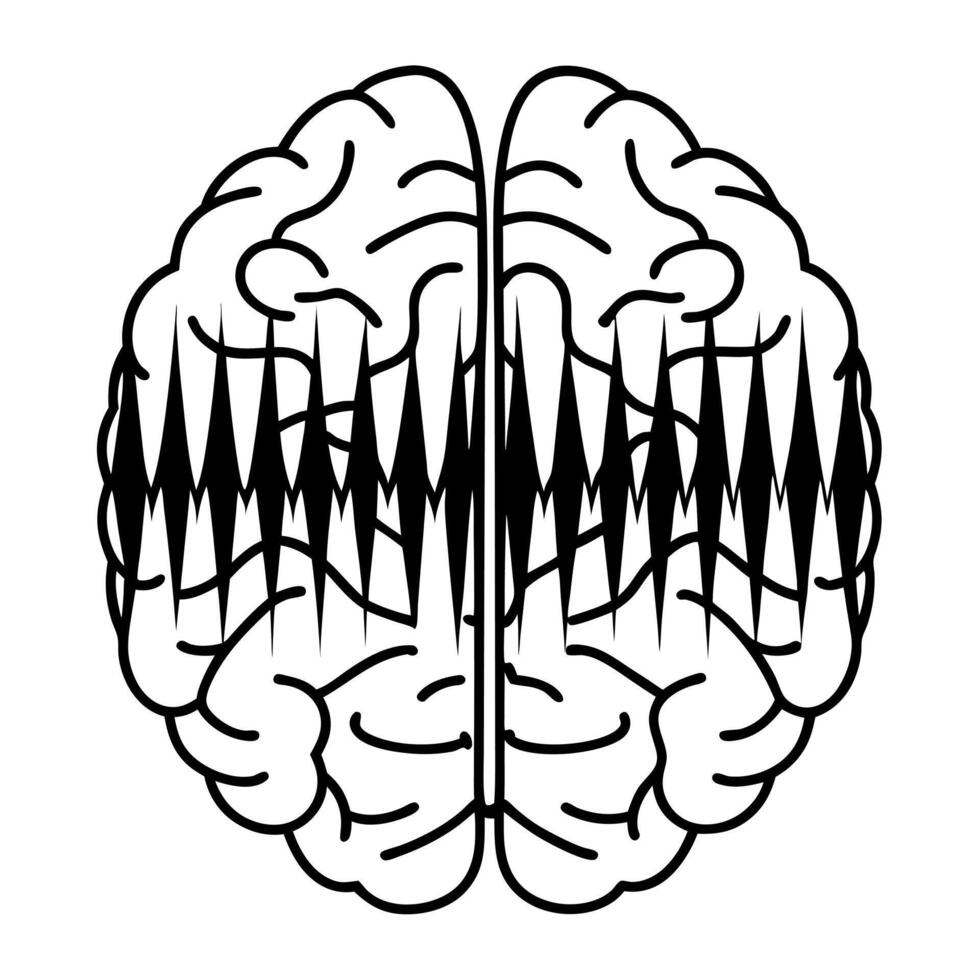 Flat Pulsing holographic white brain waves concept as Close up of holographic white brain waves pulsing rhythmically Camera slowly pans across the waves revealing different mental Square Square vector