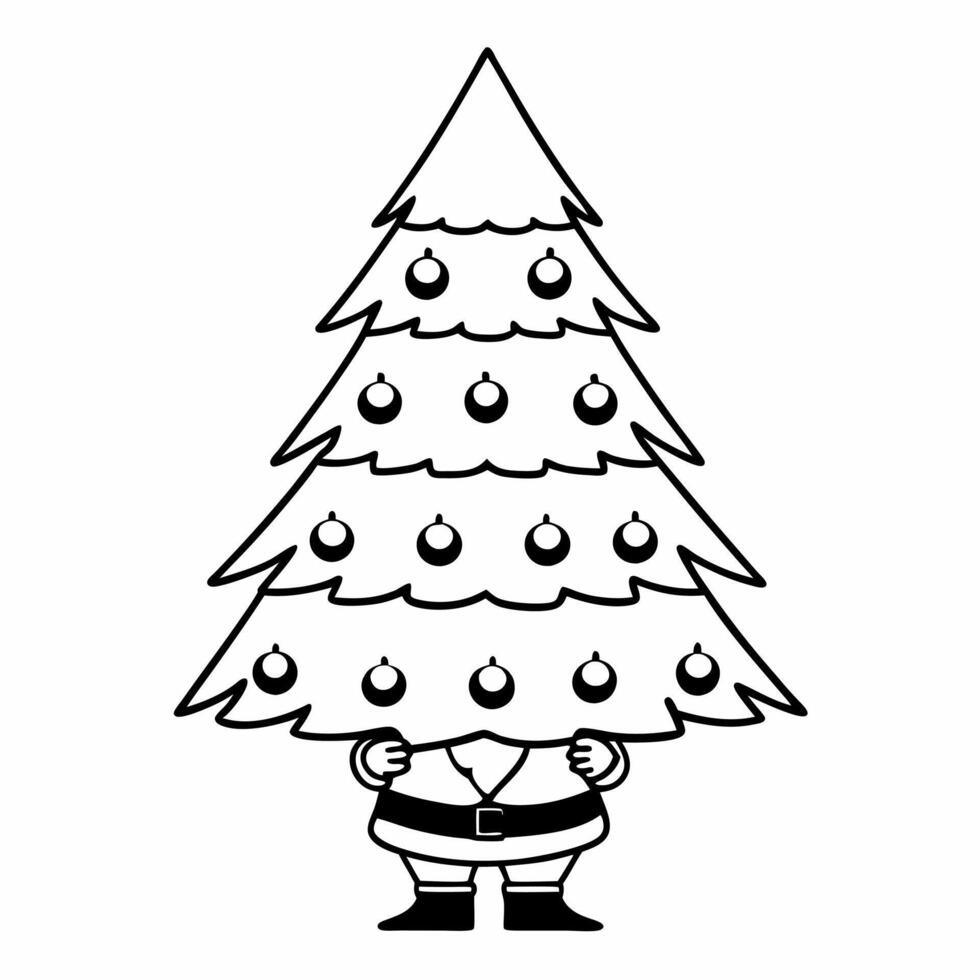 Flat Santa Decorating a Tree concept as Capture Santa decorating a Christmas tree with glossy ornaments A zoom into his hands as he places the ornaments adds detail while providin Square Square vector