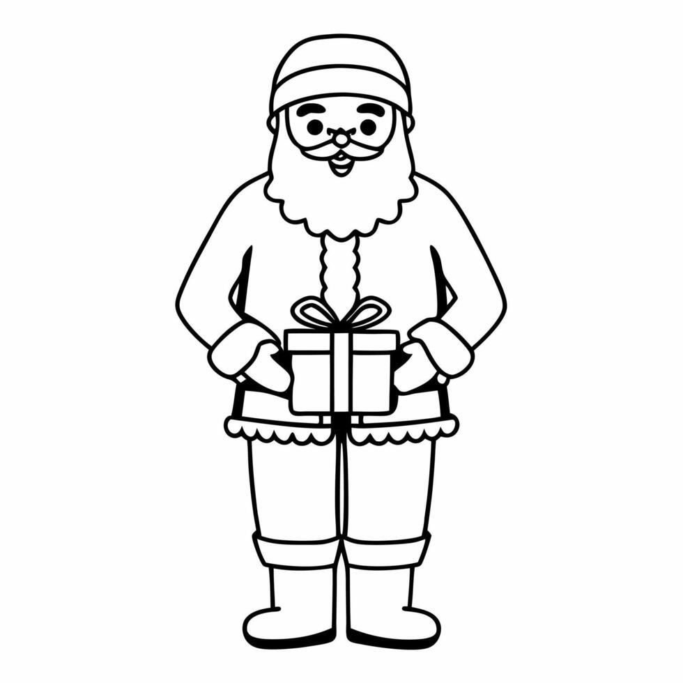 Flat Santa Giving a Gift concept as Show Santa in a glossy scene handing out a gift The camera captures the moment of joy with children in the background while ensuring theres emp Square Square vector