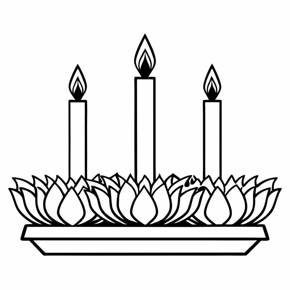 Flat Santa Lighting Candles on Loy Krathong concept as Capture a moment of Santa lighting candles on a Loy Krathong at dusk The camera focuses on the flickering flames and the war Square Square vector