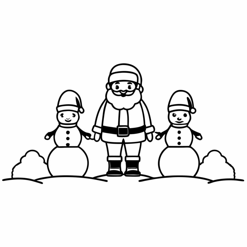 Flat Santa with Children in the Snow concept as Capture Santa interacting with children building a snowman with glossy snow covering the ground The camera pans to include the exci Square Square vector