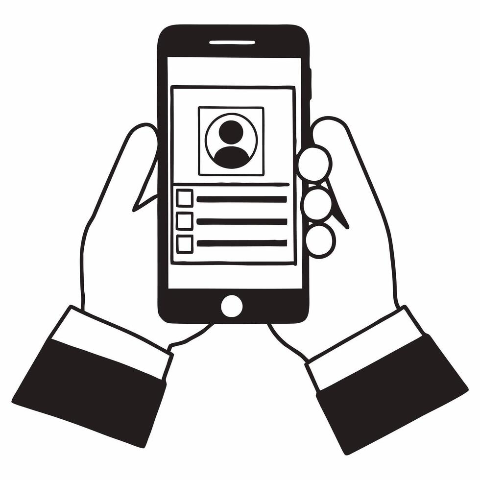 Flat Smartphone scanning voter ID concept as illustration of a hand holding a smartphone scanning a voter ID card Screen displays verification message Emphasizes modern vo Square Square vector