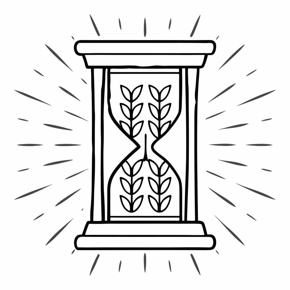 Flat Soft Abstract Hourglass with Plants Inside concept as An hourglass containing growing plants with bokeh effects symbolizes the urgency of environmental action in ESG negotiati Square Square vector