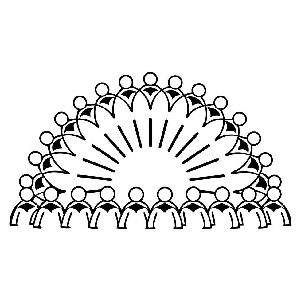 Flat Spontaneous group meditation concept as Wide shot of diverse people spontaneously joining a meditation circle in a park Camera slowly pans across faces showing various stages Square Square vector