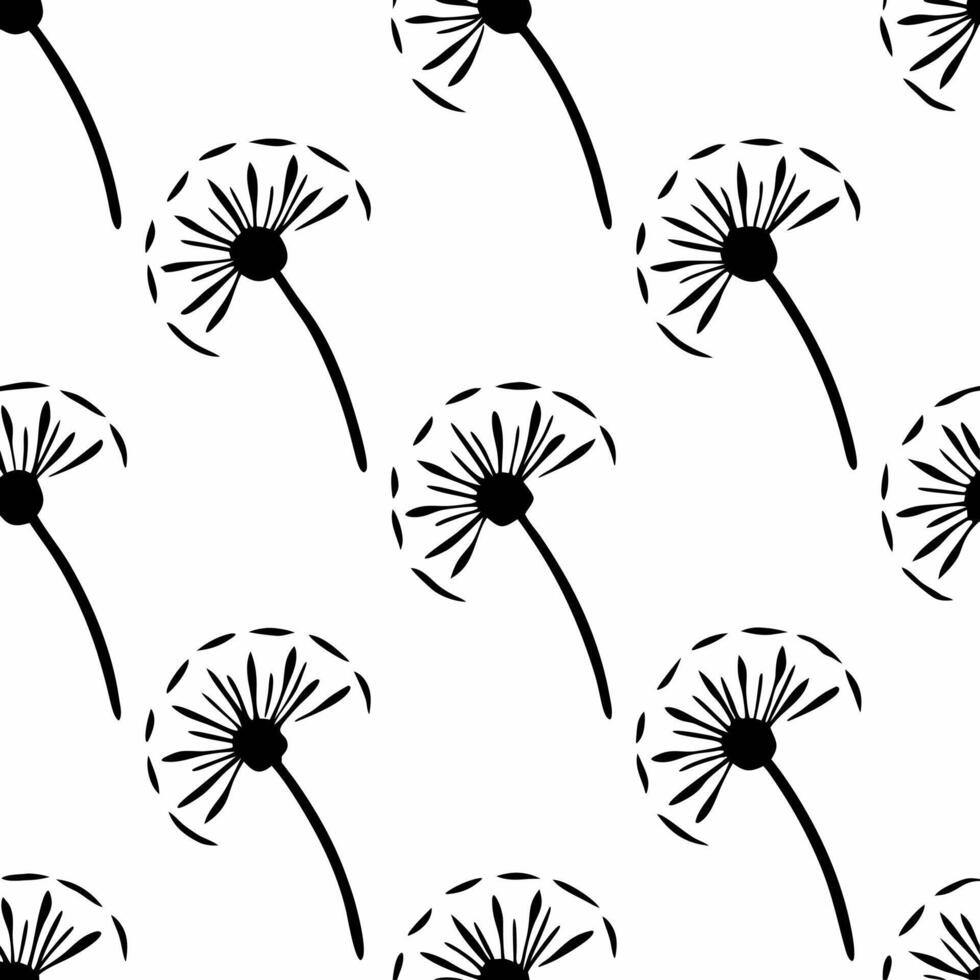 Flat White dandelion seed tiles concept as Seamless pattern of minimalist white dandelion seed outlines Camera follows a few seeds as they float across the tiles Symbolizes letti Square Square vector