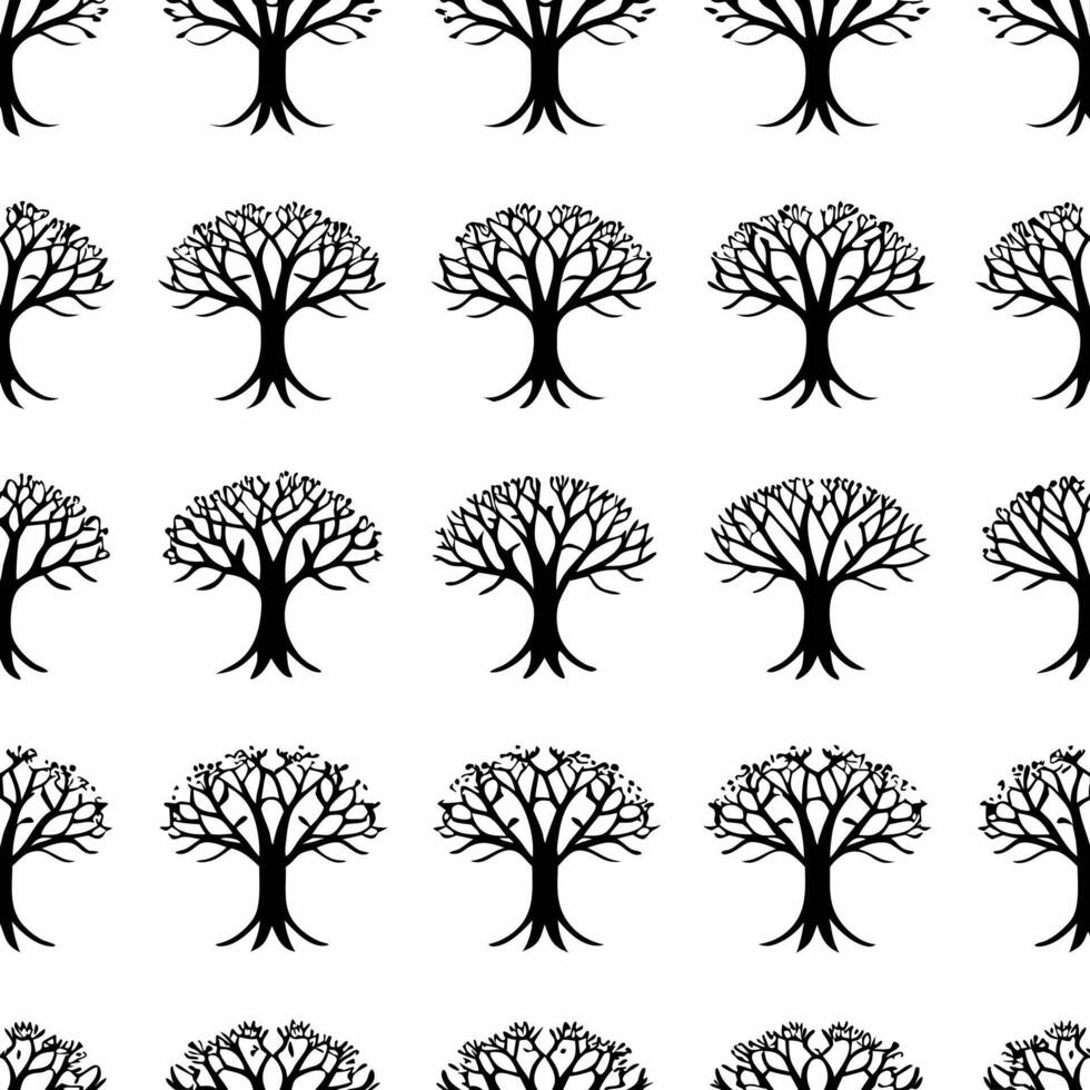 Flat White tree of life tiles concept as Seamless pattern of minimalist white tree of life outlines Camera slowly pans up the trees revealing intricate branches Symbolizes mental Square Square vector