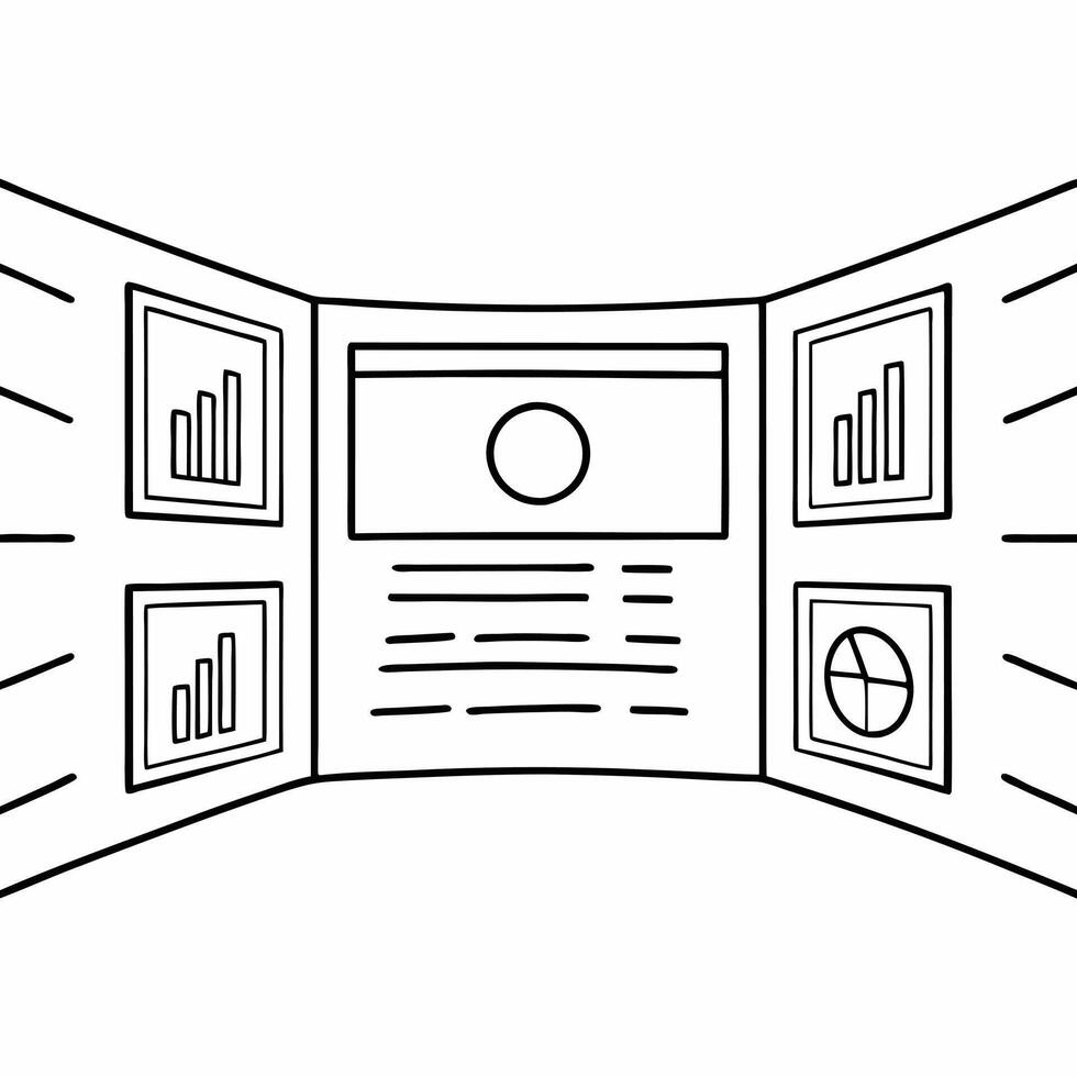 Floating ESG performance dashboard concept as Wide shot of a floating holographic ESG performance dashboard Camera moves through the display focusing on different metrics and char Square Square vector