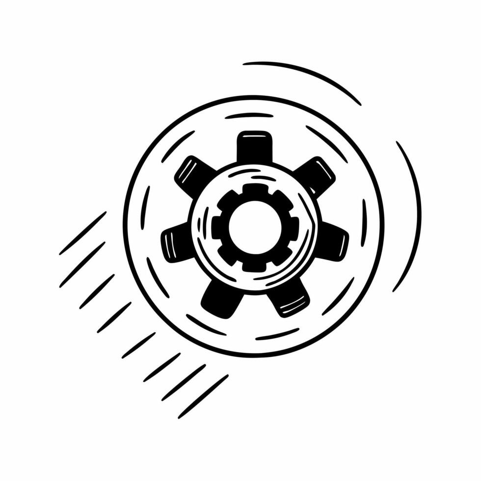 Floating Hand Turning Gear concept as A hand turning a gear floats mid air against a white background The camera angle captures movement emphasizing action and innovation in ESG b Square Square vector